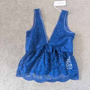 Guess Blue Lace Sleeveless Top